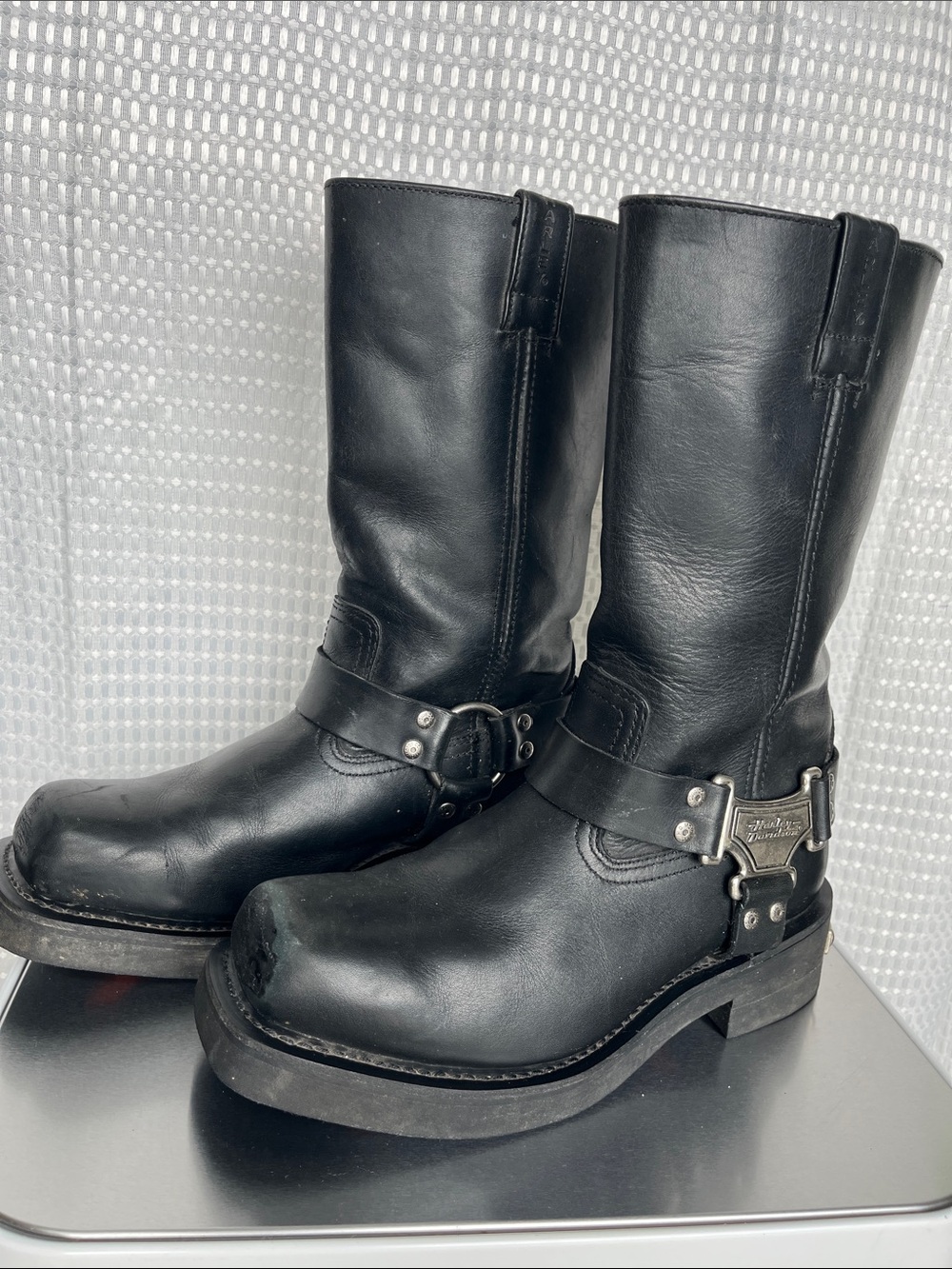 Harley-Davidson Mega Harness Boots Men's 9 Black Leather Badass 91345 Biker Shoe